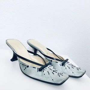 🇮🇹 PRADA Kitten Heels Aqua Turquoise Pastel blue